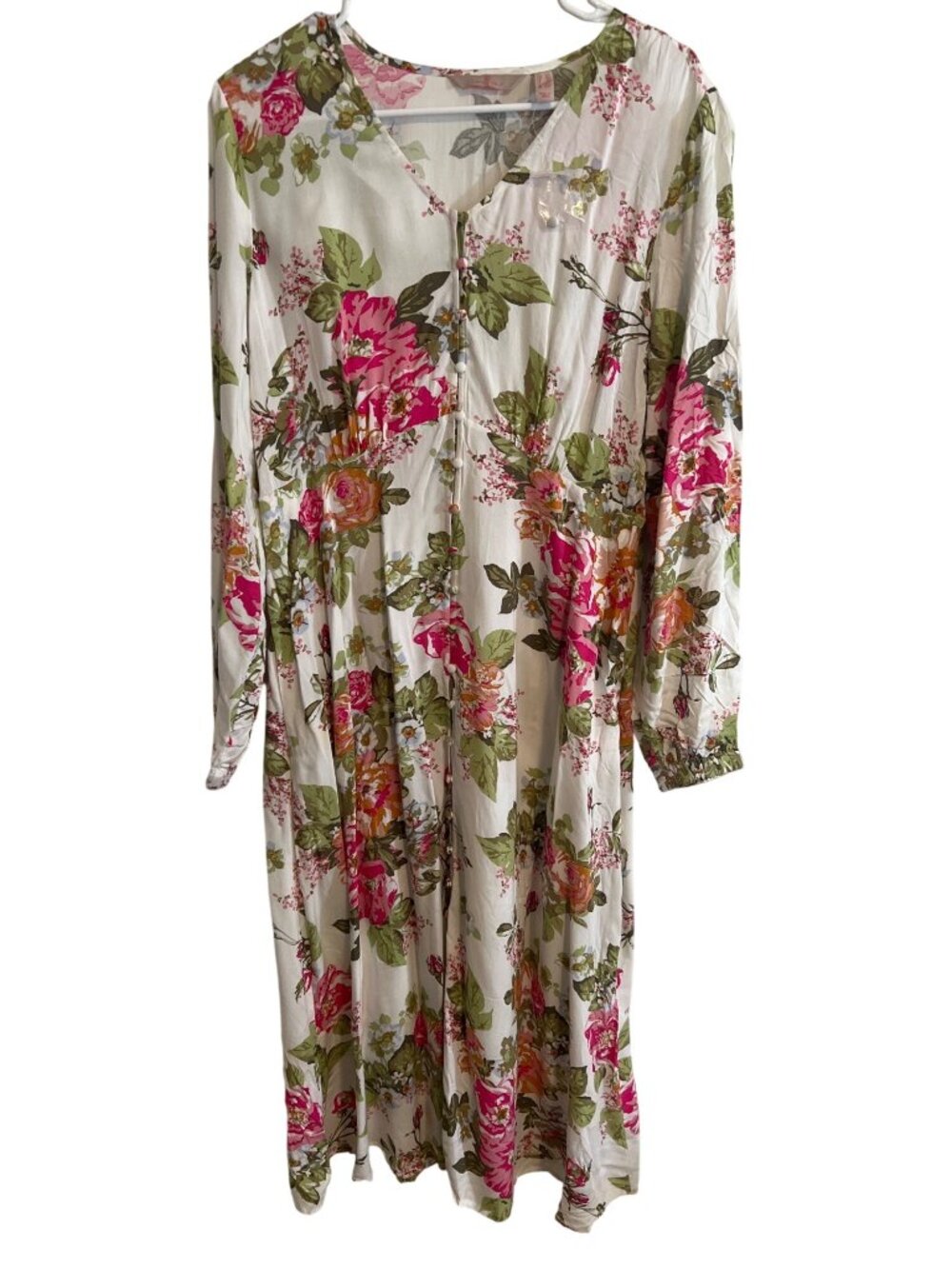 Laurie‎ Felt Floral Button Front Long Sleeve Maxi Dress 12P cottagcore